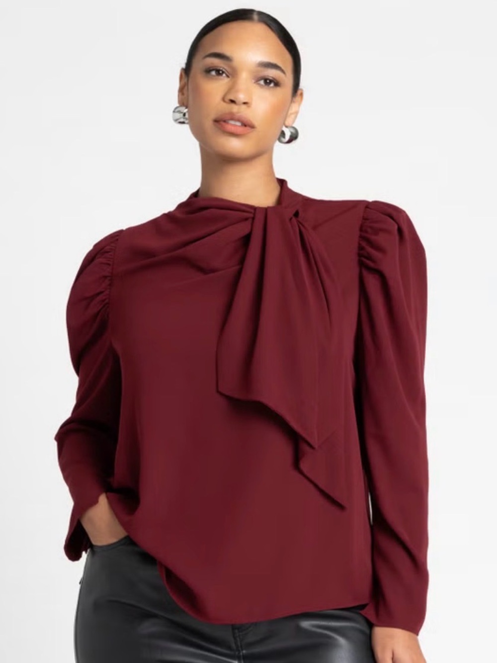 Eloquii NWT Burnt Orange Tie-Neck Blouse